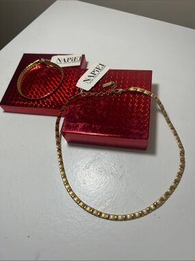 Napier Estate Vintage Gold-Tone Box Link Necklace and Bracelet Set